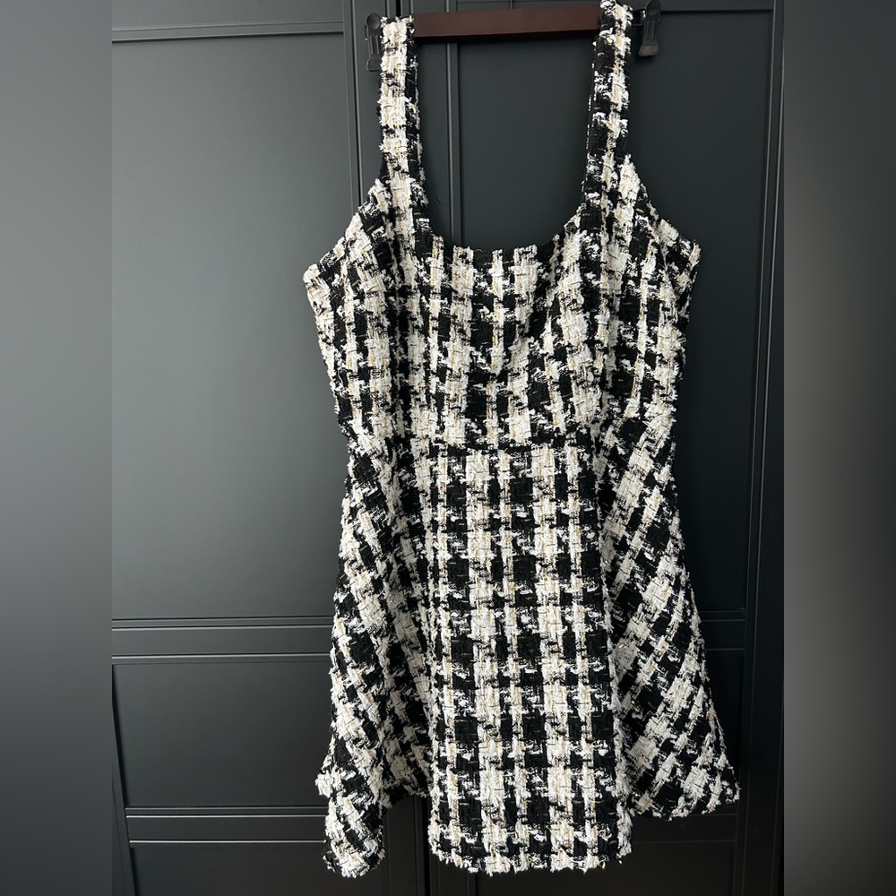 Eloquii Black and White Tweed Jumper Dress